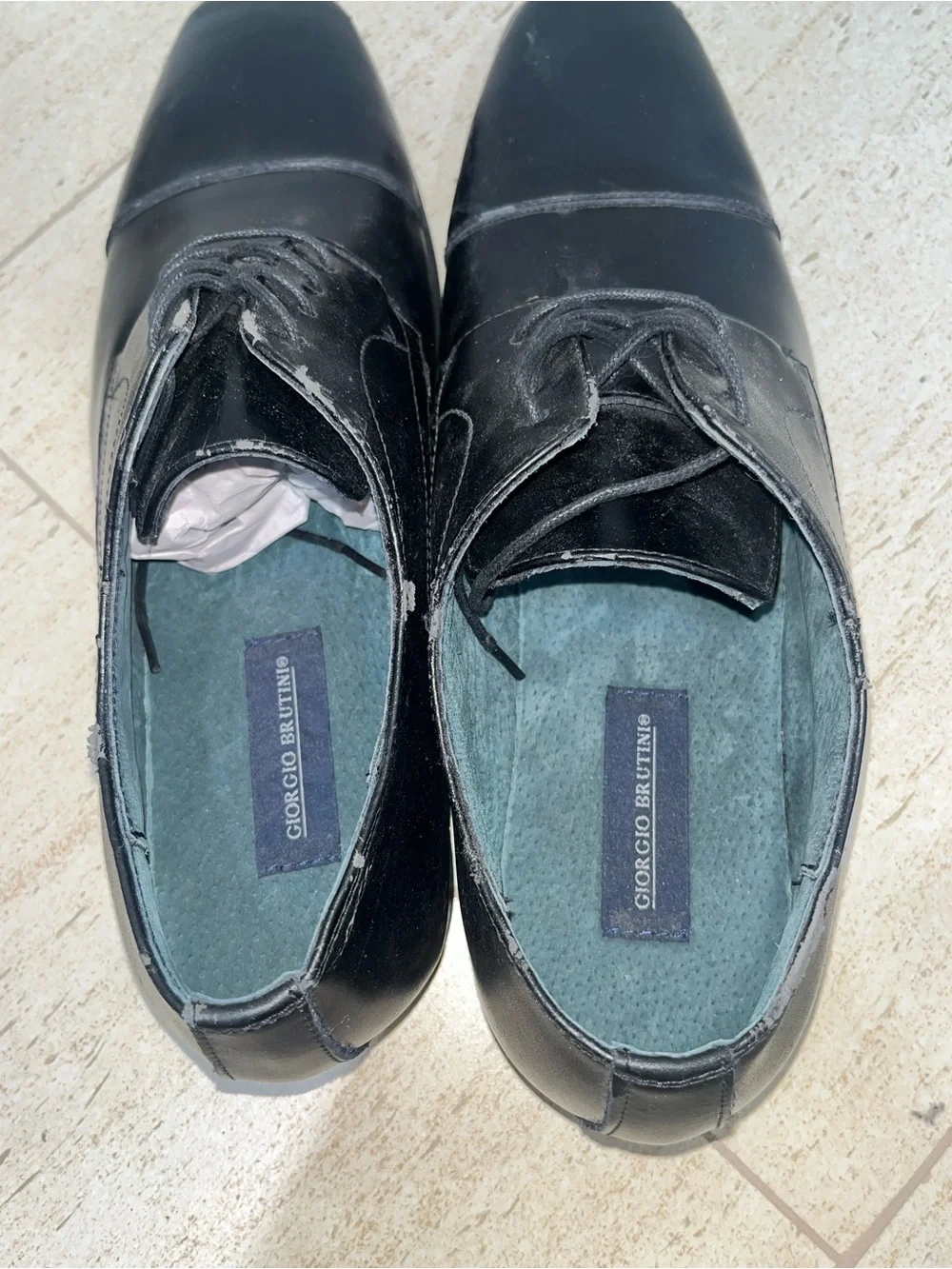 Giorgio Brutini Black Cap-Toe Leather Oxfords RARE Red Bottom Men’s Size 13